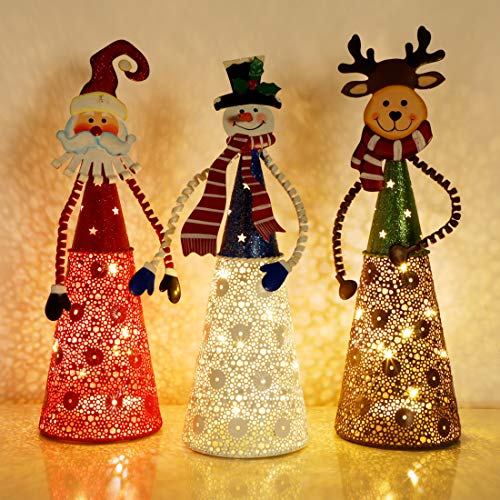 Set of 3 Lighting Santa Snowman Reindeer Christmas Decoration