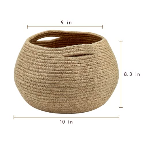 Cotton Rope Jute Round Baskets 10"D x 8.3"H