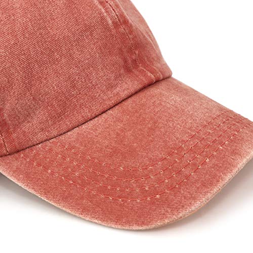 Unisex Baseball Cap Adjustable Washed Dyed Cotton Ball Hat (One Size)