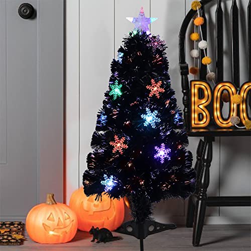 Pre-Lit Optical Fiber Christmas Artificial Tree w/ LED RGB Color Changing Lights