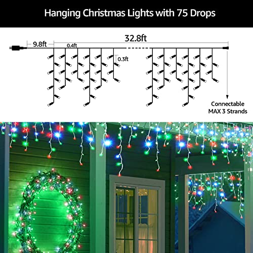 400LED 8 Modes 75 Drops Hanging Christmas Lights