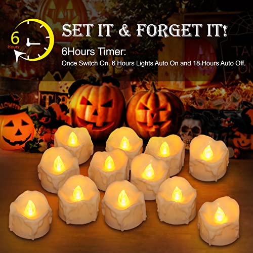 12pcs Battery Operated Tea Lights with Timer