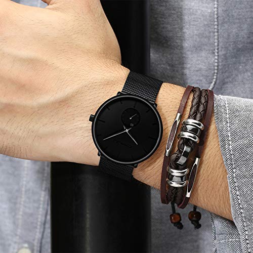 Ultra Thin Wrist Watches for Men Fashion Classic Waterproof Stainless Steel Band