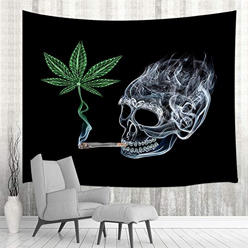 Hippie Skull w/ Leaves Tapestry for Home Decoration