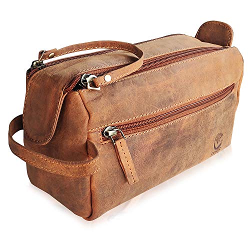 Leather Toiletry Bag - Hygiene Organizer Travel Kit