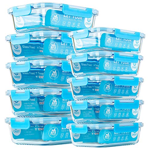 [10-Pack] Glass Food Storage Containers