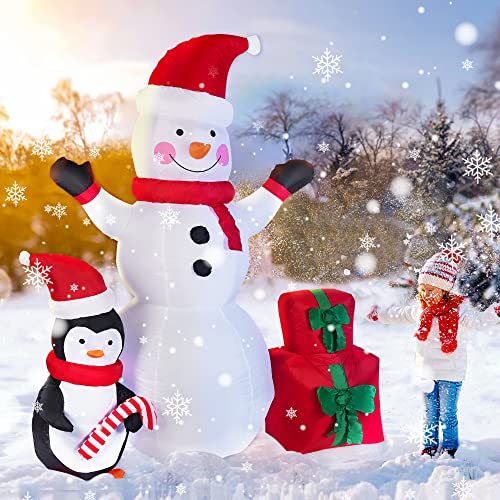 6 FT Christmas Inflatable Snowman and Penguin w/ LEDs