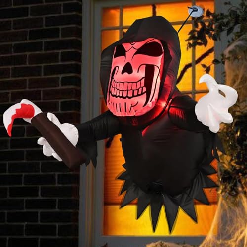 Halloween Inflatables Decoration White Ghost Coming Out of The Window/Tree, Blow Up Spooky Ghost