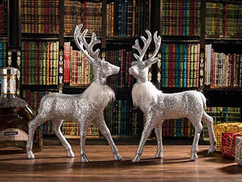 2 Pcs Glitter Reindeer Christmas Decoration