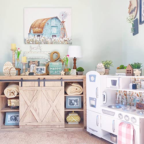 Wooden Play Kitchen w/ Pretend Ice Maker & Play Phone, White