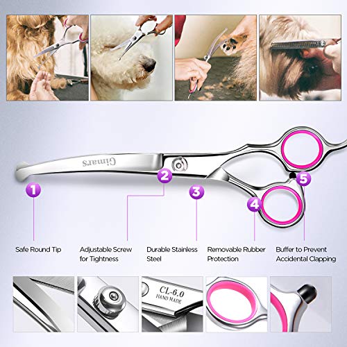 4CR Stainless Steel Safety Round Tip 6 in 1 Professional Dog Grooming Scissors Kit