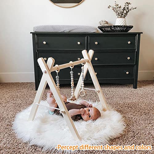 Wooden Baby Gym w/ 6 Gym Toys Foldable  Activity Center