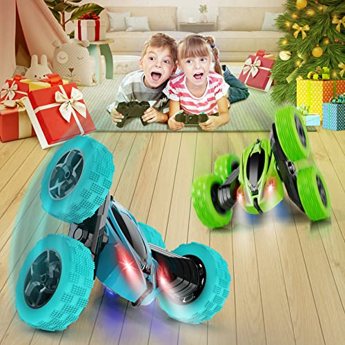 RC Cars 2.4GHz Fast Stunt RC Car, 4WD Double Sided 360° Rotating w/ Headlights