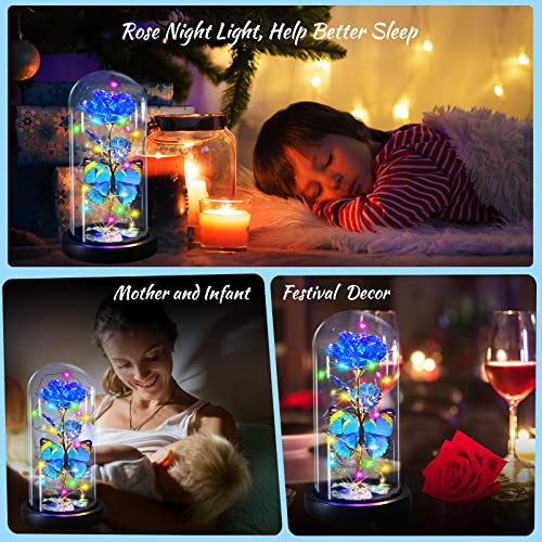 I Love You Mom Galaxy Roses Gifts in Glass Dome for Mothers Day/Birthday