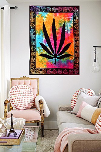 Leaf Psychedelic Tapestry Hempest Ganja Leaves 40x30 inches