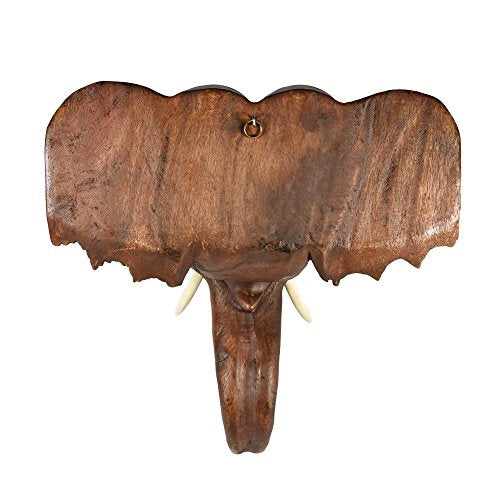 Wood Hand Carved Thai Elephant Head  Wall Art