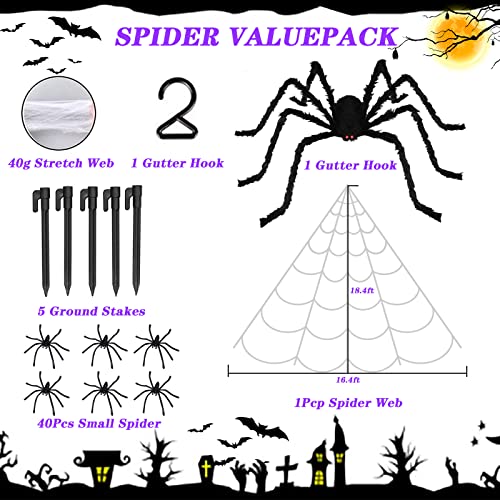 200" Lighted Huge Triangular Spider Web w/ 79" Giant Spider  Halloween Decoration