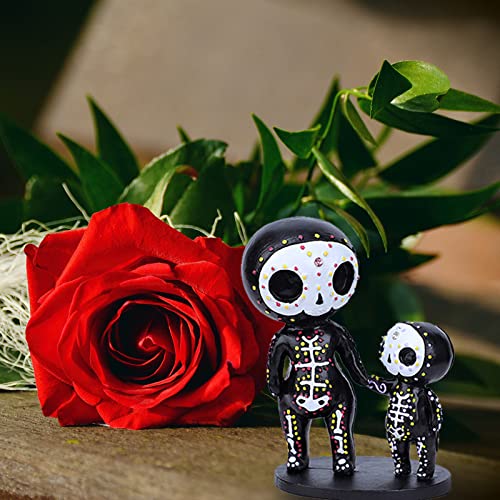 Skull Decor,Sugar Couple Statue, Figurine, Resin Crafts Cute Statue Skeleton Memorial Sculpture, Halloween