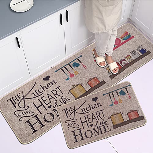 Kitchen Mats Set of 2 Non-Slip Washable