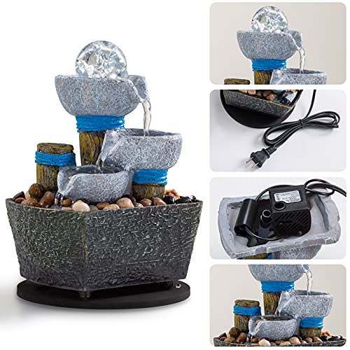 Waterfall Meditation Fountain Pool Including Many Natural River Rocks for Home Decor