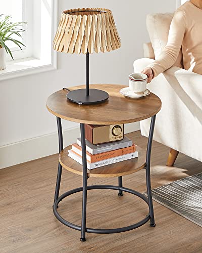 Round End Table with 2 Shelves