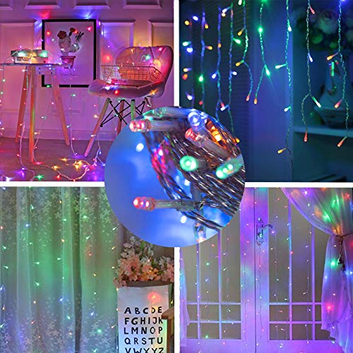 304 LED Curtain String Lights, 9.8 x 9.8 ft, 8 Modes Plug in w/ Remote