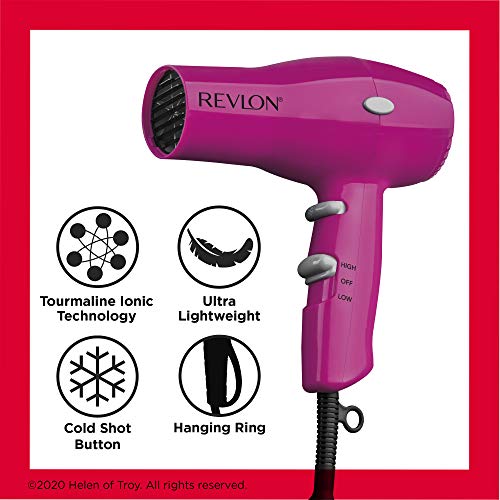 REVLON 1875W Lightweight + Compact Travel Hair Dryer, Black