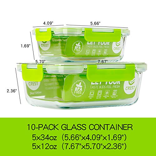 [10-Pack] Glass Food Storage Containers