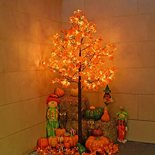 Artificial Lighted Maple Tree Warm White Fall Decorations