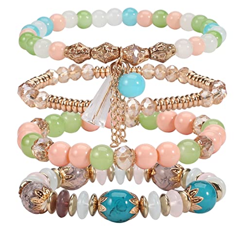 6 Set Bohemian Stretch Bracelets for Women