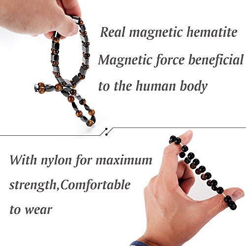 4Pcs Hematite Bead Bracelet for Men Women 8mm Tiger Eye Stone Beads