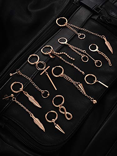 12 Pieces Hoop Dangle Earrings For Men