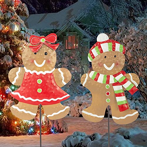 24.8 inch Gingerbread- 2 Pack Christmas Metal Stakes Decoration