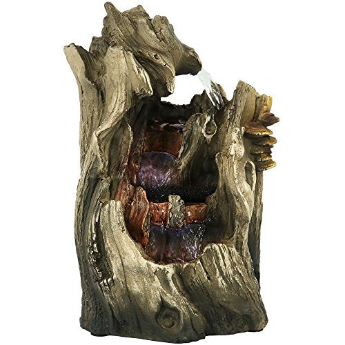 Cascading Caves Waterfall Tabletop Fountain w/ LED Lights - Corded Electric 14 Inches