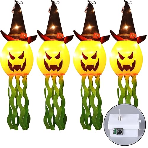 Hanging Outdoor String Lights Glowing Ghost Witch Hat Halloween  (4Pcs)