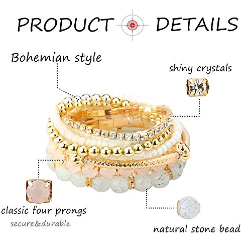 4 Sets Multilayer Stackable BOHO Bracelets for Women