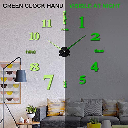 3D DIY Wall Clock Decor Sticker Mirror Frameless