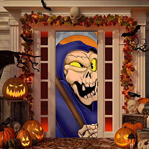 3D Design Scary Skeleton Door Cover for Halloween Skeleton Door, Window and Wall Cover