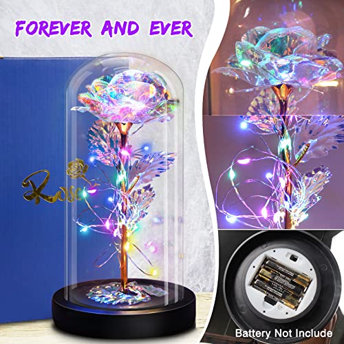 Enchanted Galaxy Light Up Butterfly Rose  Gifts in Glass Dome