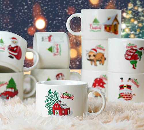 Large Christmas Coffee Mugs Set of 6- 14OZ