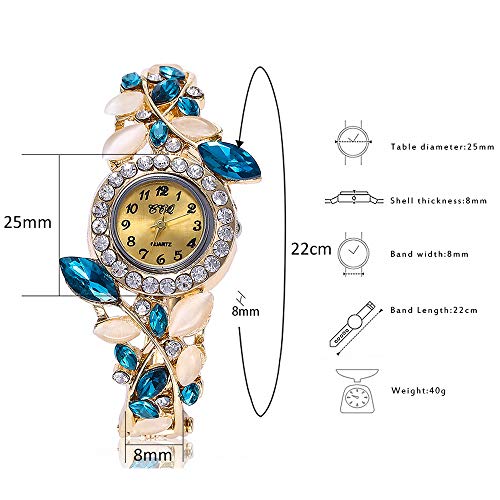 5 Pack Luxury Watch Bracelet Diamond Flower Lady Retro Wrist Watch