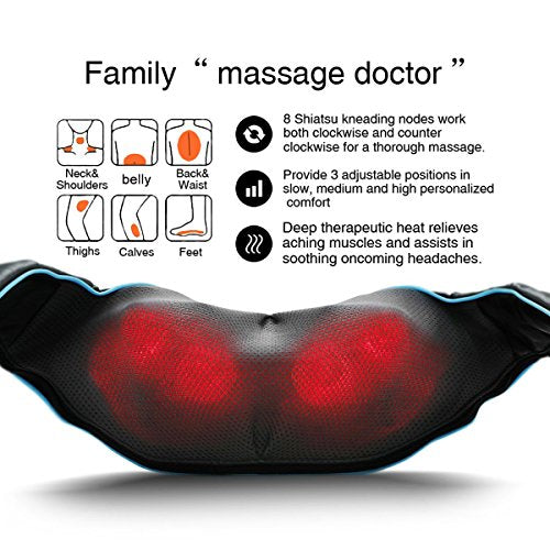 Neck &Back Massager w/ Heat, Shiatsu Shoulder Massager for Neck pain Back Pain Relief