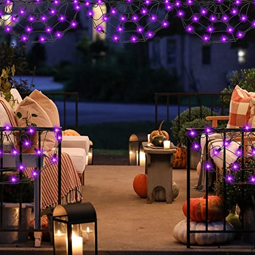 4.2FT Connectable  60 LED Halloween Spider Web String Lights Decoration