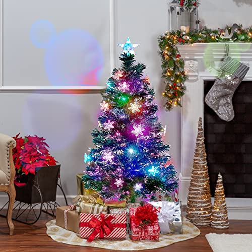 Pre-Lit Optical Fiber Christmas Artificial Tree w/ LED RGB Color Changing Lights