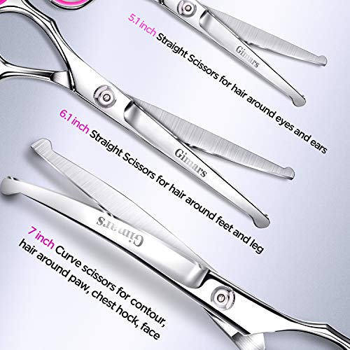 4CR Stainless Steel Safety Round Tip 6 in 1 Professional Dog Grooming Scissors Kit