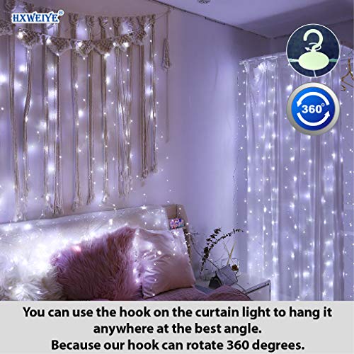 300 LED Fairy Curtain Lights with Remote 8 Modes Timer for Bedroom, 9.8x9.8Ft USB Plug in Adapter