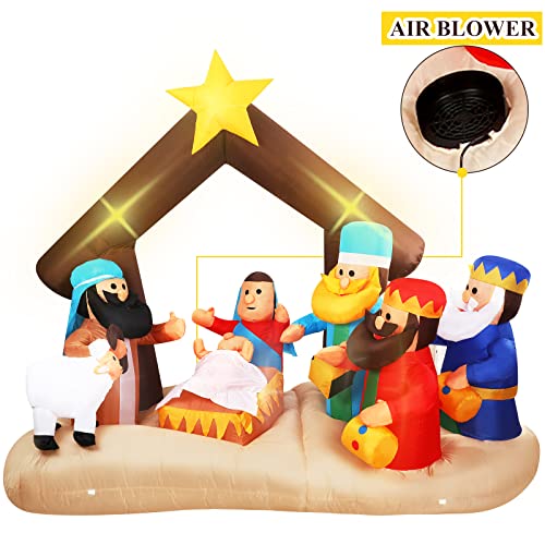 6.5 ft Christmas Inflatable table Nativity Scene with LED Lights