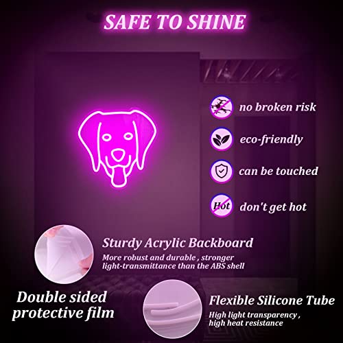 Cute Dog Neon Signs for Decoration,Pink -12in x 12in Acrylic USB Powered