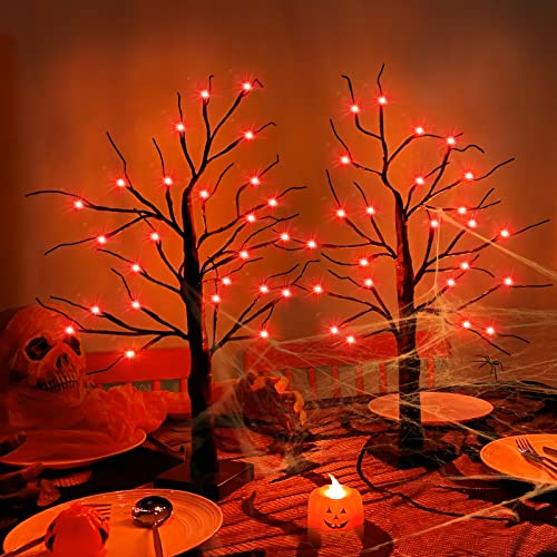 2 Pack Lighted Halloween Willow Tree Decoration w/ Timer