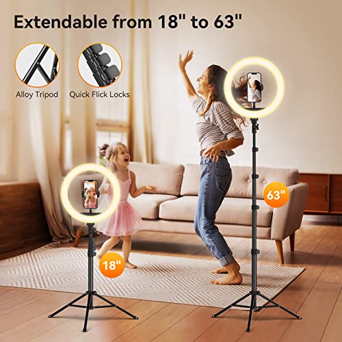 12" Ring Light w/ 63" extendable Tripod Stand, Selfie Ring Light w/ Phone Holder